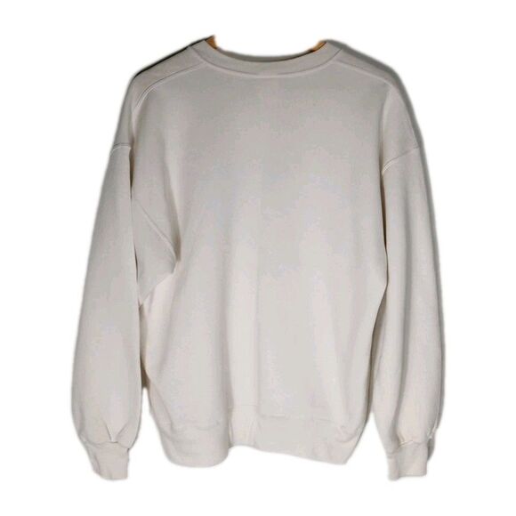 Vtg Jerzees Womens Sweatshirt Embroidered Hummingbird Flowers White Sz L Granny - Picture 2 of 6